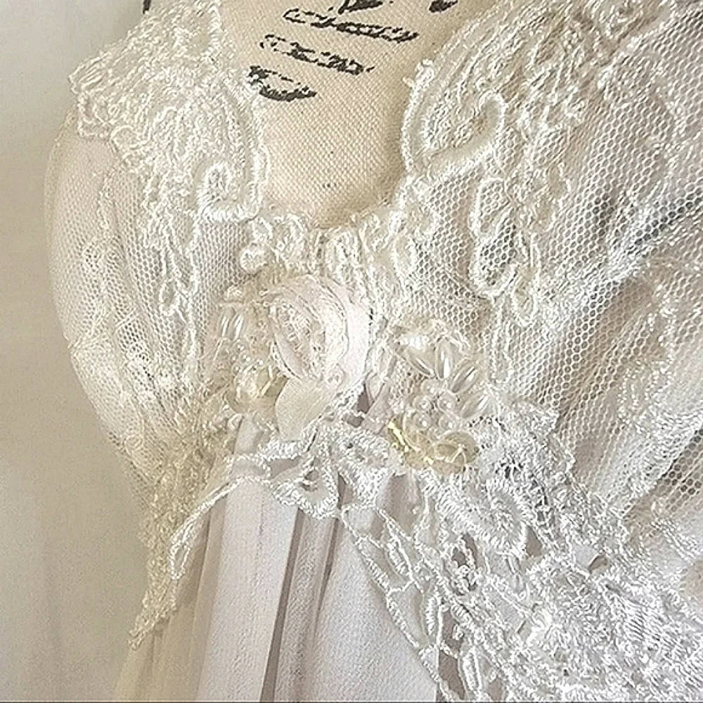 Vintage Wisteria Diane Samandi Ivory Slip Babydoll Bridal Lingerie Medium Rare